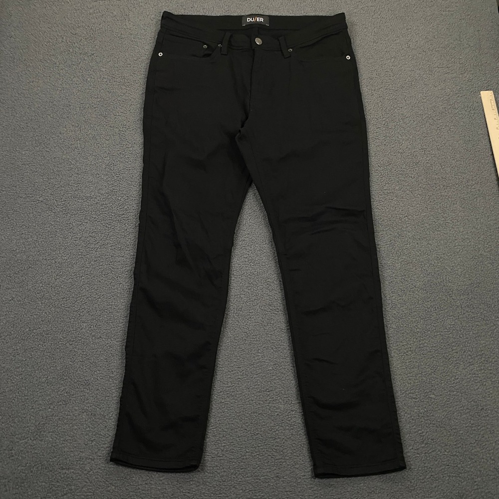 DUER N2X Slim Fit Jeans Mens 34x30 Black Stretch Denim 5-Pocket Urban Commuter